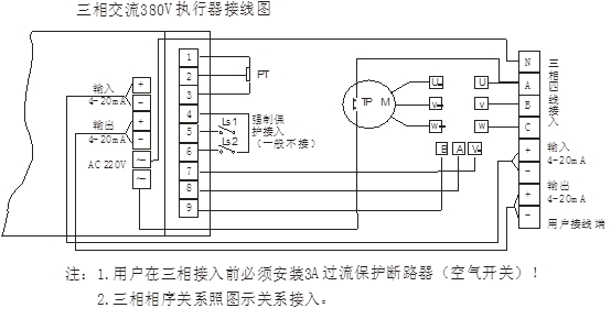 382數顯智能電動執行器接線圖
