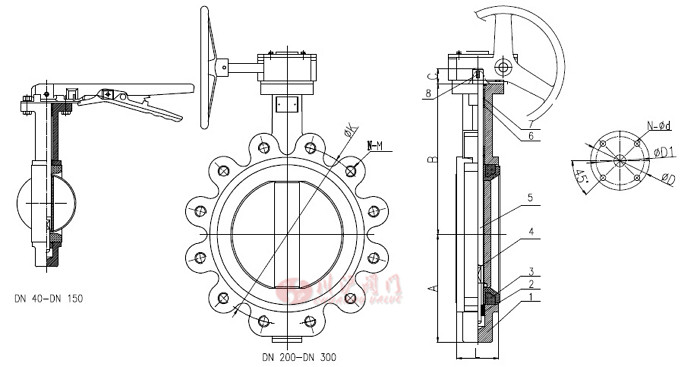 LT型對夾式蝶閥結構圖