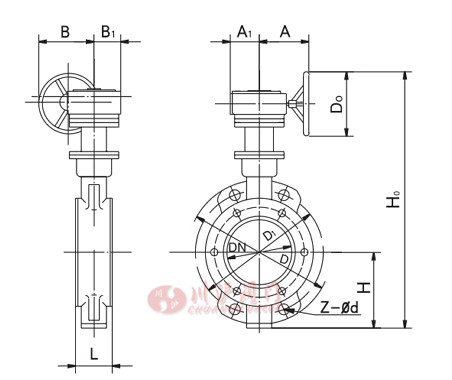 三偏心蝶閥結構圖