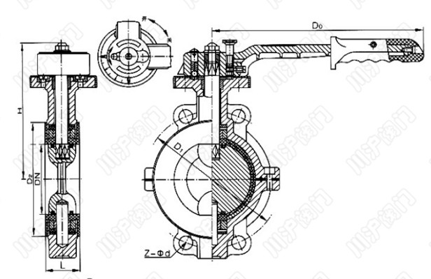 襯氟對夾蝶閥結構圖