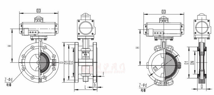 氣動襯氟蝶閥結構圖
