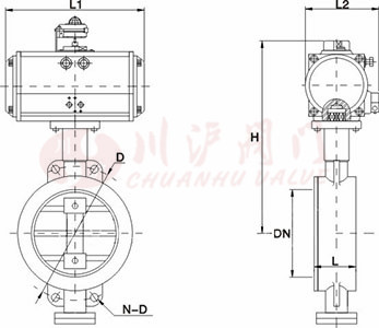 氣動對夾蝶閥結構圖