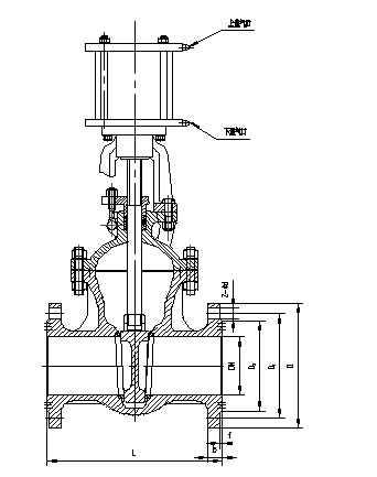 氣動法蘭閘閥結構圖