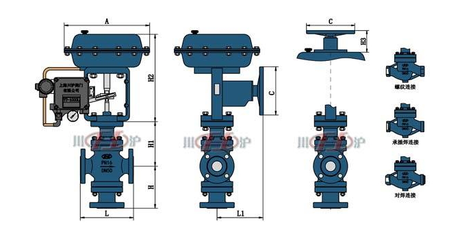 氣動三通調節閥結構圖