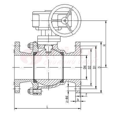 蝸輪浮動(dòng)球閥結(jié)構(gòu)圖