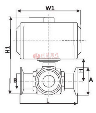 衛生級氣動三通球閥結構圖