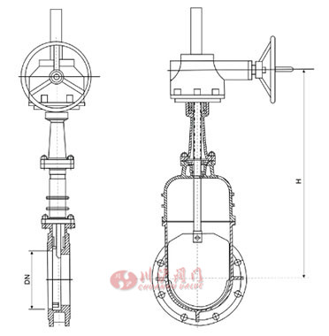 PMZ73X暗桿刀閘閥結構圖